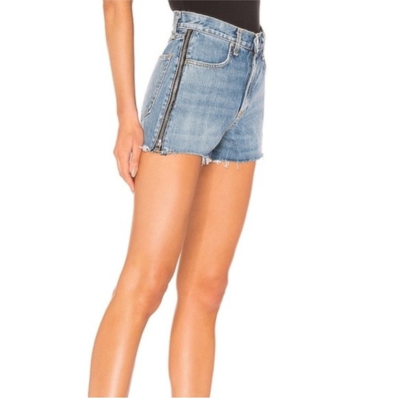 rag & bone Maya Blue Jean Shorts Zipper High-Waisted Frayed Hem Size 23 XS - Picture 3 of 10